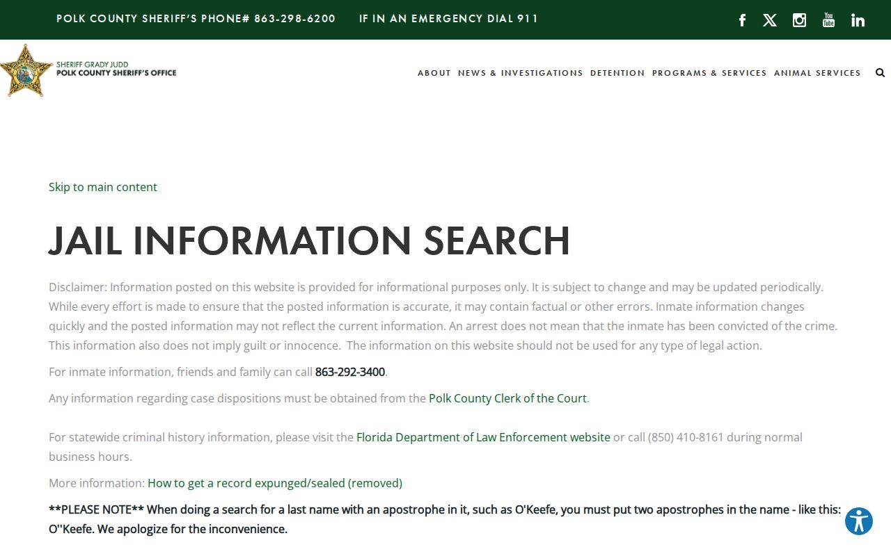 Polk County jail roster and busted mugshot booking-date search