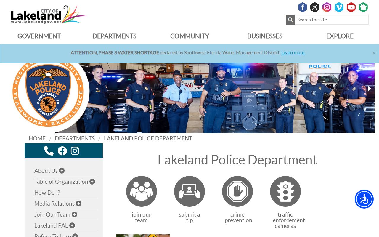 Lakeland Police Department official source for Lakeland arrest and booking record routing